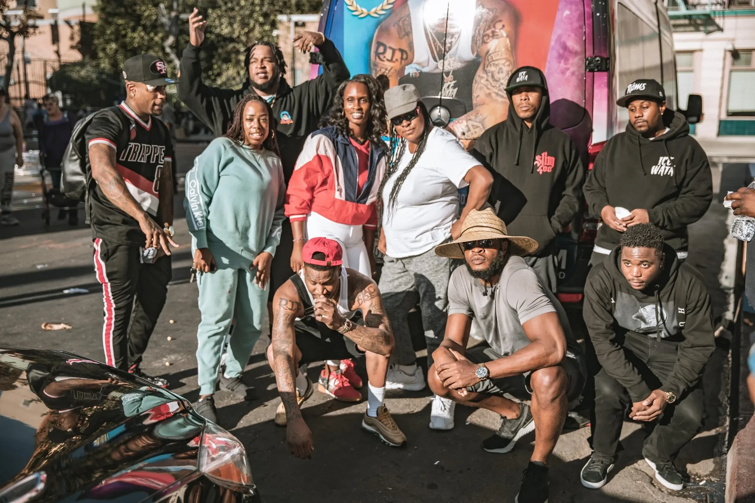 A large group of Healing Circle LA community members posing together outdoors in South LA
